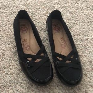 Black Stretch & Patent Leather Earth Spirit Flats